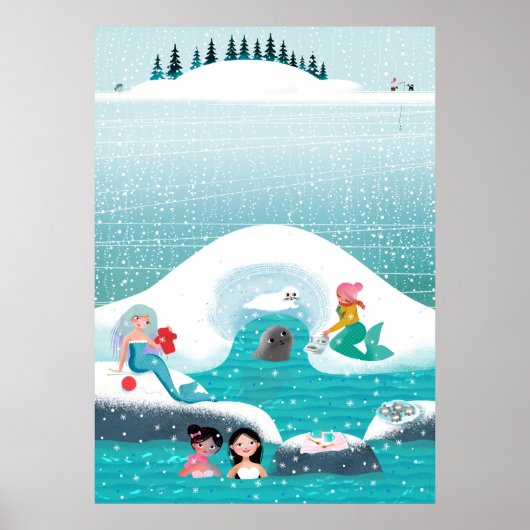 Mermaïden met een picknick met een zegel en een ba poster (Voorkant)