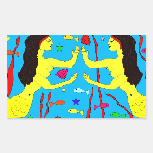 mermaïden rechthoekige sticker (Voorkant)