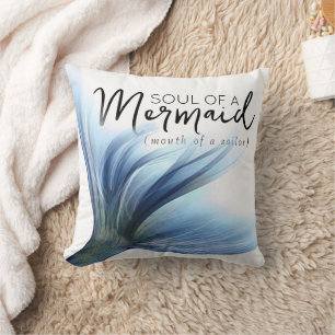 #MermaidLife Sailor Mouth Zeemeermin Soul Blauer Kussen