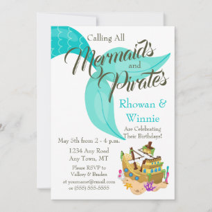 Mermaids and Pirates Birthday Kaart