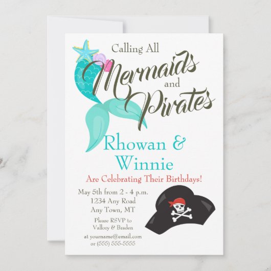 Mermaids and Pirates Birthday Kaart (Voorkant)