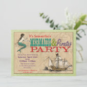 Mermaids and Pirates Party Invitation Kaart (Staand voorkant)