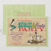 Mermaids and Pirates Party Invitation Kaart (Voorkant / Achterkant)