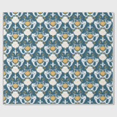 Mermaids and Seashells Damask Pattern Cadeaupapier (Vlak)