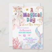 Mermaids and Unicorns Magical Birthday invitation (Devant)