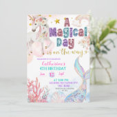 Mermaids and Unicorns Magical Birthday invitation (Debout devant)