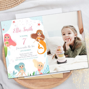 Mermaids Anniversaire sous la mer Invitations Phot
