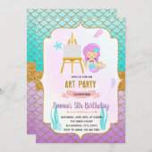 mermaids art peinture thème invitation (Devant / Derrière)