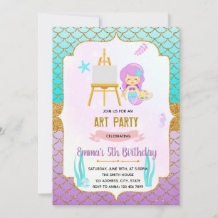 mermaids art peinture thème invitation