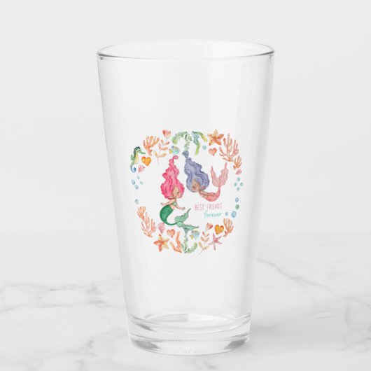 Mermaids Best Friends Forever BFF - persoonlijk Glas (Voorkant)