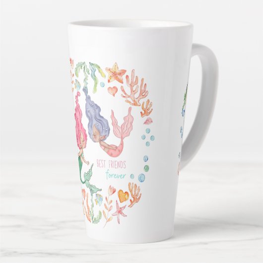Mermaids Best Friends Forever BFF - persoonlijk Latte Mok (Rechterhoek)