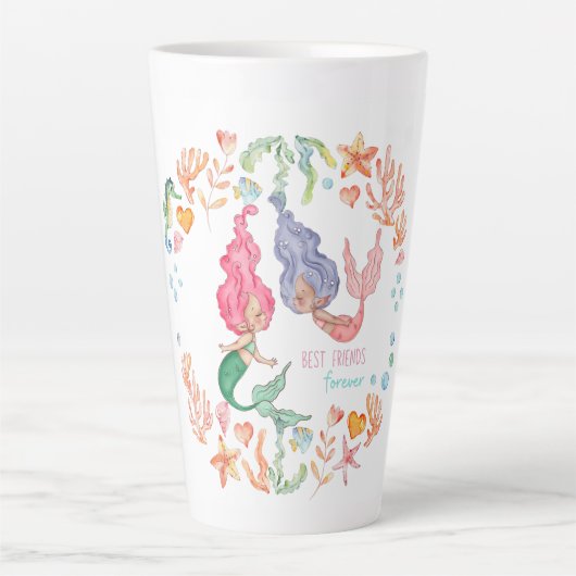 Mermaids Best Friends Forever BFF - persoonlijk Latte Mok (Voorkant)
