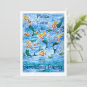 Mermaids Birthday Party Invitation Kaart (Staand voorkant)