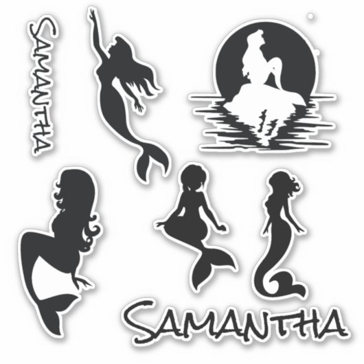Mermaids black silhouette Sticker (Voorkant)