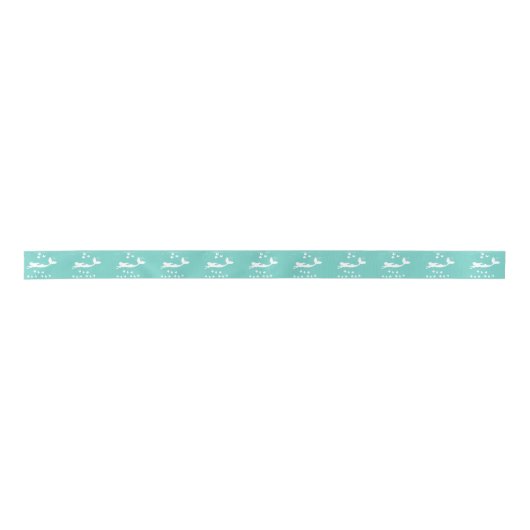 Mermaids Blauwgroen Mint en White Satin Ribbon Lint (Voorkant)