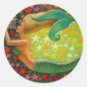 Mermaid's Circle Fantasy Mermaid Art Ronde Sticker