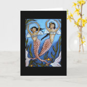 Mermaids Dance & Pray Blank Wenskaart Kaart (Gele Bloem)
