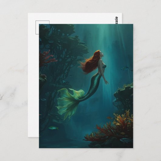 Mermaid's Dream Fantasy Art Onderwater Scene Briefkaart (Voorkant / Achterkant)