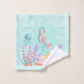 Mermaids et méduses sous l'aquarelle marine (Gant de toilette)