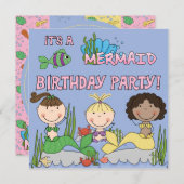 Mermaids (fille afro-américaine) Invitation d'anni (Devant / Derrière)