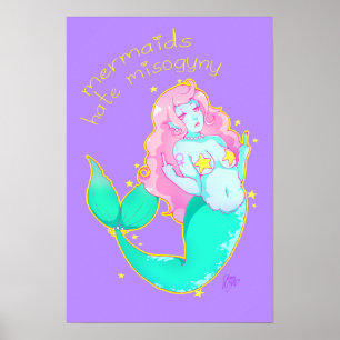 Mermaids Hate Misogyny 14-inch x 11-inch Poster