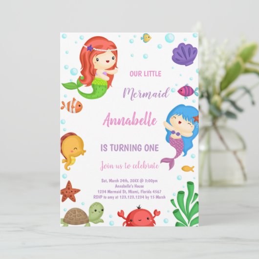 Mermaids Invitations d'anniversaire (Debout devant)