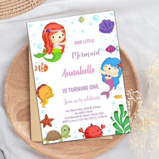 Mermaids Invitations d'anniversaire
