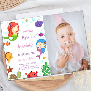 Mermaids Invitations d'anniversaire avec photo