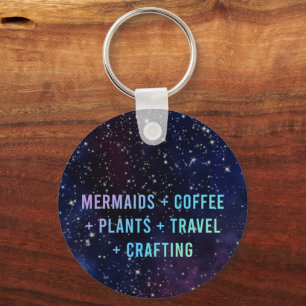 Mermaids + Koffie + Planten Galaxy Design Sleutelh Sleutelhanger
