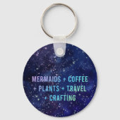 Mermaids + Koffie + Planten Galaxy Design Sleutelh Sleutelhanger (Achterkant)