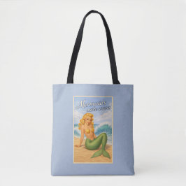 Mermaids Make Waves Retro Pin-Up Art Coastal Blue Draagtas