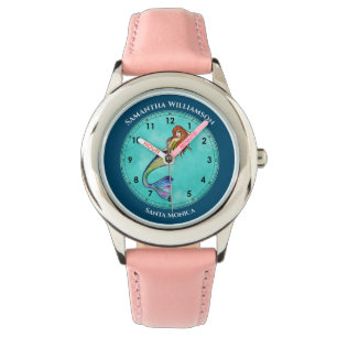 Mermaids met Long Wavy Hair Turquoise Circle Horloge