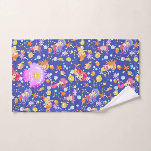 Mermaids Navy Blue (Serviette à main)