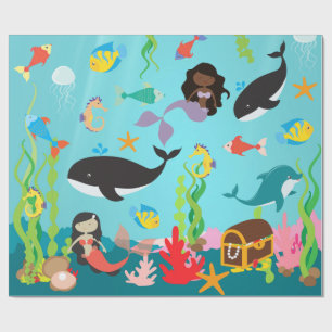 Mermaids of Color & Zee Life (Med./Lg. Afbeelding) Cadeaupapier
