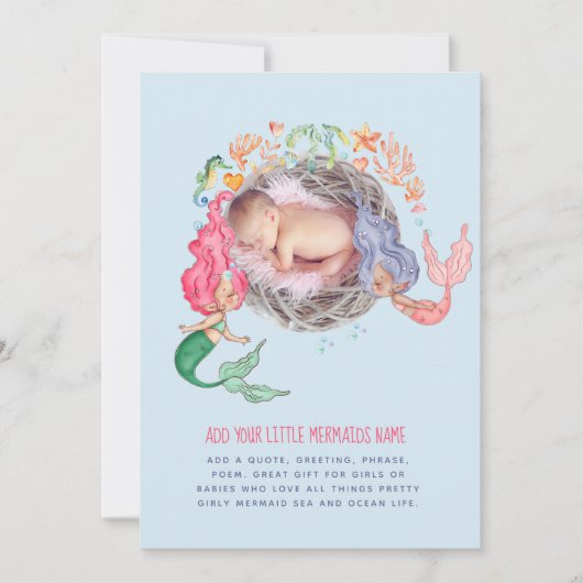 Mermaids Personnalisé PHOTO Invitation Faire-part (Devant)