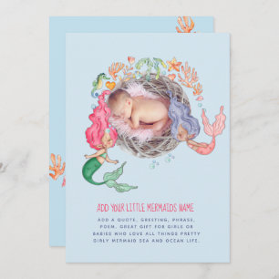 Mermaids Personnalisé PHOTO Invitation Faire-part