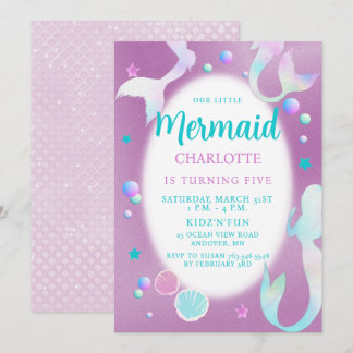 Mermaids RegenboogIridescent Glitter Aqua Birthday Kaart