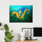 Mermaid's Ride-Magical Seahorse Poster (Thuiskantoor)
