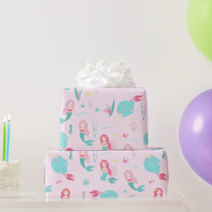 Mermaids Roze en Turquoise Pattern Cadeaupapier