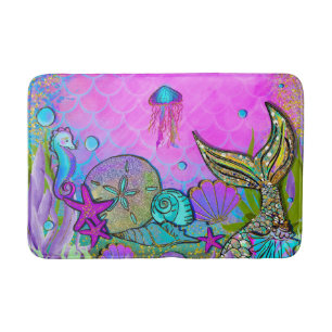 Mermaids & Sea Shells Under the Sea Sparkle Badmat