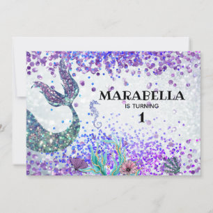 *~* Mermaid's Tail Rainbow Birthday Party Kaart