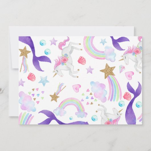 Mermaids Unicorns invitation à la fête d'anniversa (Dos)