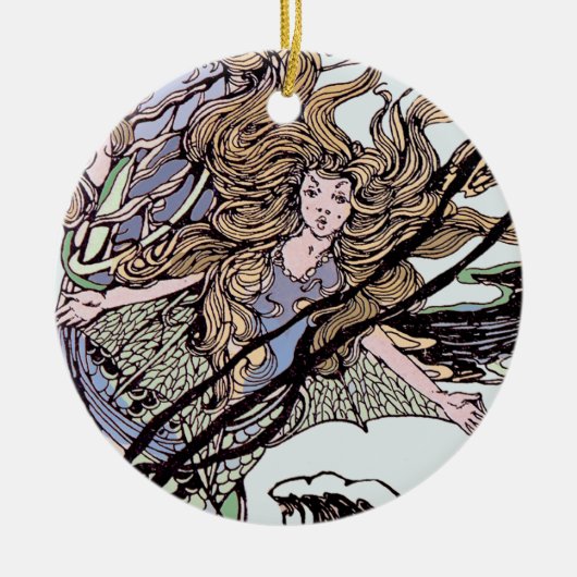 Mermaids Victoriaans illustratie Keramisch Ornament (Voorkant)