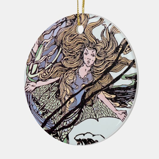 Mermaids Victoriaans illustratie Keramisch Ornament (Links)