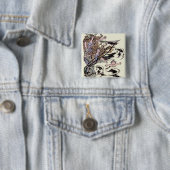 Mermaids Victoriaans illustratie Vierkante Button 5,1 Cm (In situ)