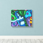 Mermaids vis Abstract Oorspronkelijk Kunstschilder Canvas Afdruk (Insitu (Houten vloer))