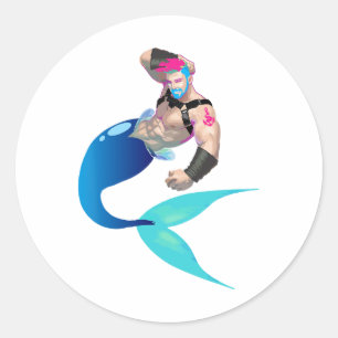 Merman Gay Cruise S. voor mannen: stranden, vaten Ronde Sticker