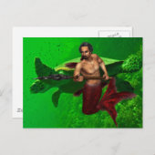 Merman met Zee Turtle Briefkaart (Voorkant / Achterkant)