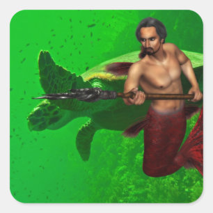 Merman met Zee Turtle Sticker