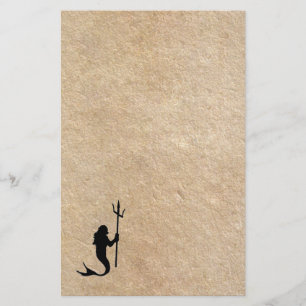 Merman over oud perkament briefpapier